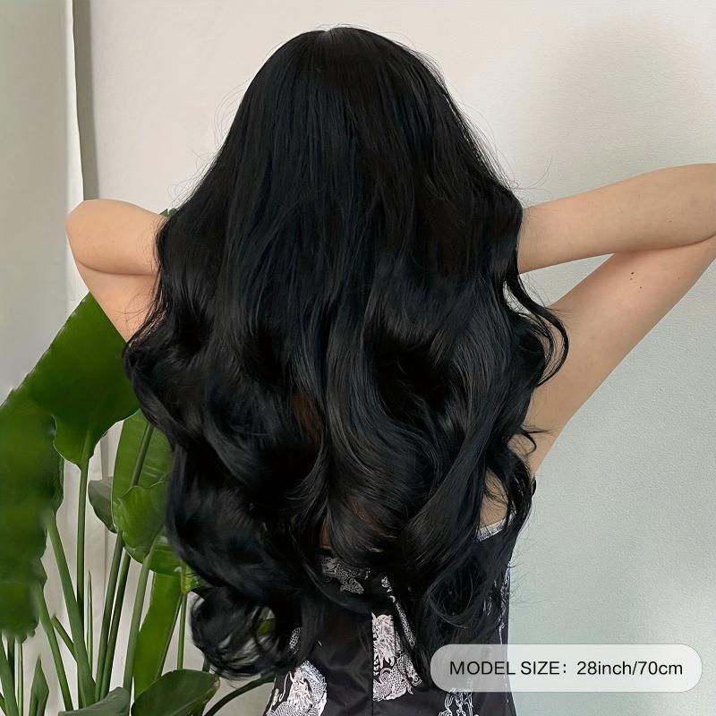 28 Inch Long Curly Wigs With Bangs Synthetic Wigs for Daily Use