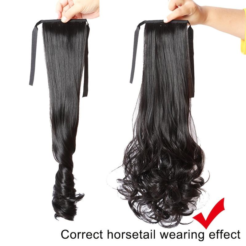 Curly Hair Clip In Extensions Ponytail Natural Looking Wavy