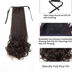 Curly Hair Clip In Extensions Ponytail Natural Looking Wavy