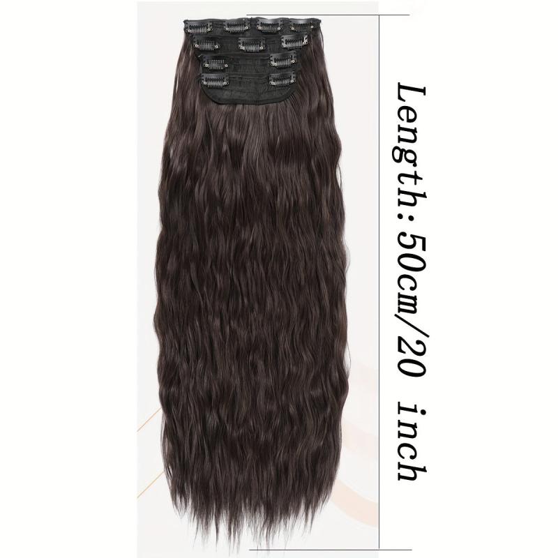 4pcs Long Water Wave Synthetic Hair Extensions Clip on Curly Hair