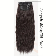4pcs Long Water Wave Synthetic Hair Extensions Clip on Curly Hair