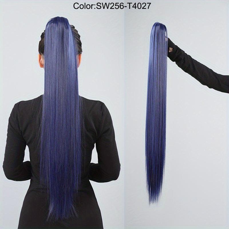 28 Cm Long Ponytail Hair Extension Claw Clip Straight Synthetic Fiber Hair Piece