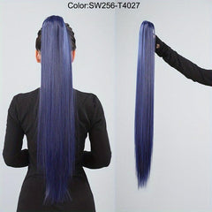 28 Cm Long Ponytail Hair Extension Claw Clip Straight Synthetic Fiber Hair Piece