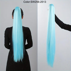 28 Cm Long Ponytail Hair Extension Claw Clip Straight Synthetic Fiber Hair Piece