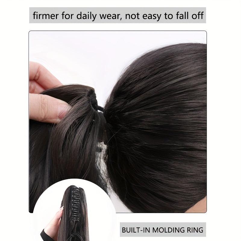 28 Cm Long Ponytail Hair Extension Claw Clip Straight Synthetic Fiber Hair Piece