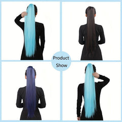 28 Cm Long Ponytail Hair Extension Claw Clip Straight Synthetic Fiber Hair Piece