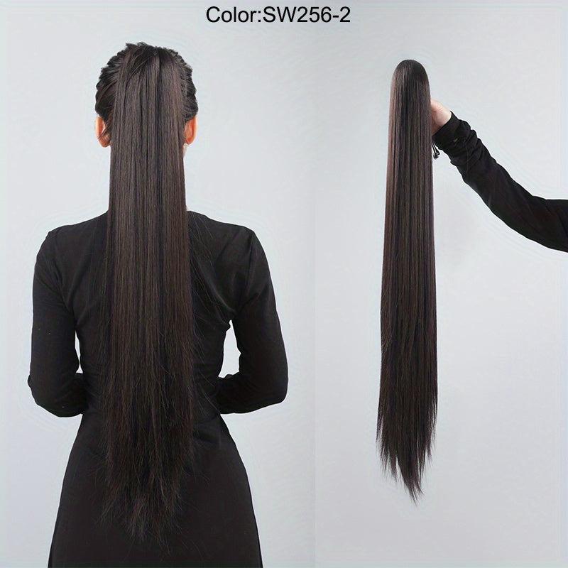 28 Cm Long Ponytail Hair Extension Claw Clip Straight Synthetic Fiber Hair Piece