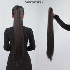 28 Cm Long Ponytail Hair Extension Claw Clip Straight Synthetic Fiber Hair Piece