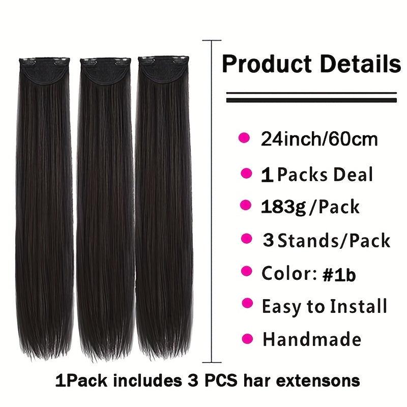 3pcs Clip In Synthetic Hair Extensions Long Straight Hair Extensions for Women