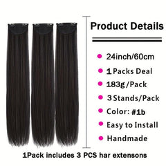 3pcs Clip In Synthetic Hair Extensions Long Straight Hair Extensions for Women