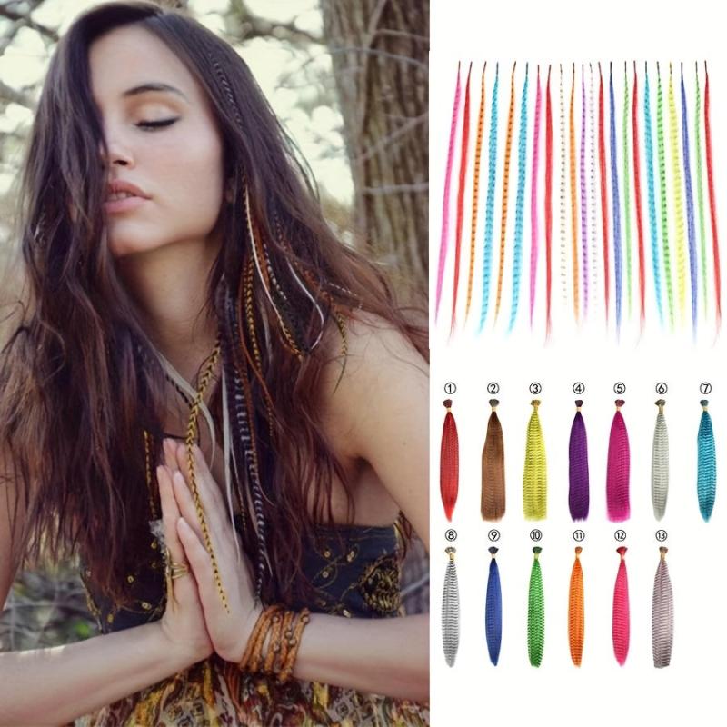 Long Colorful Feather Crochet Hair Extensions for Women