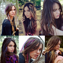 Long Colorful Feather Crochet Hair Extensions for Women