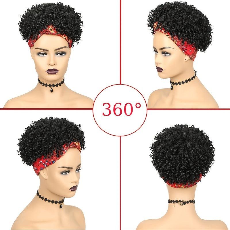 Kinky Curly Afro Headband Wig Turban Headwrap Daily Use