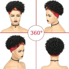Kinky Curly Afro Headband Wig Turban Headwrap Daily Use