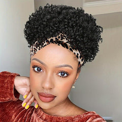 Kinky Curly Afro Headband Wig Turban Headwrap Daily Use
