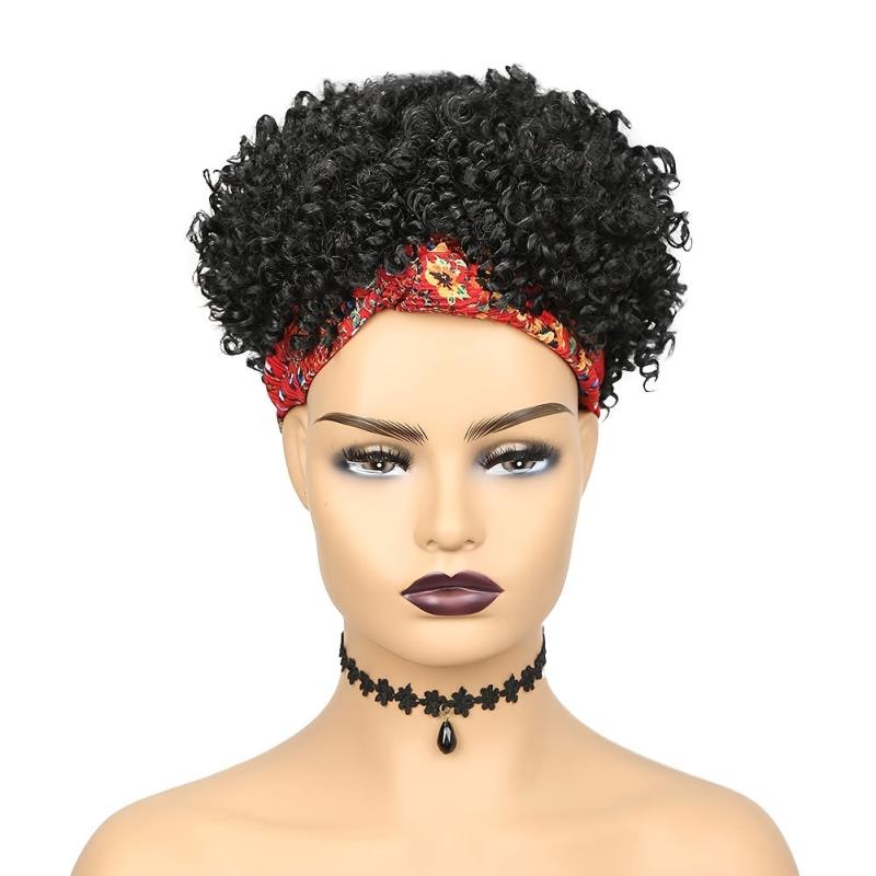 Kinky Curly Afro Headband Wig Turban Headwrap Daily Use