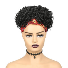 Kinky Curly Afro Headband Wig Turban Headwrap Daily Use