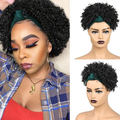 Kinky Curly Afro Headband Wig Turban Headwrap Daily Use