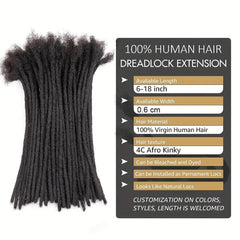 Human Hair Dreadlocks Extension 10 Strands Natural Full Permanent Dreads