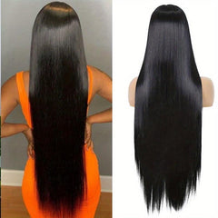 Colorful Lace Front Wig Long Straight Highlight Synthetic Wig