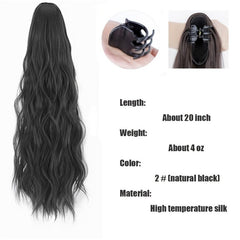 Natural Soft Ponytail Extensions Claw Clip Synthetic Hairpiece