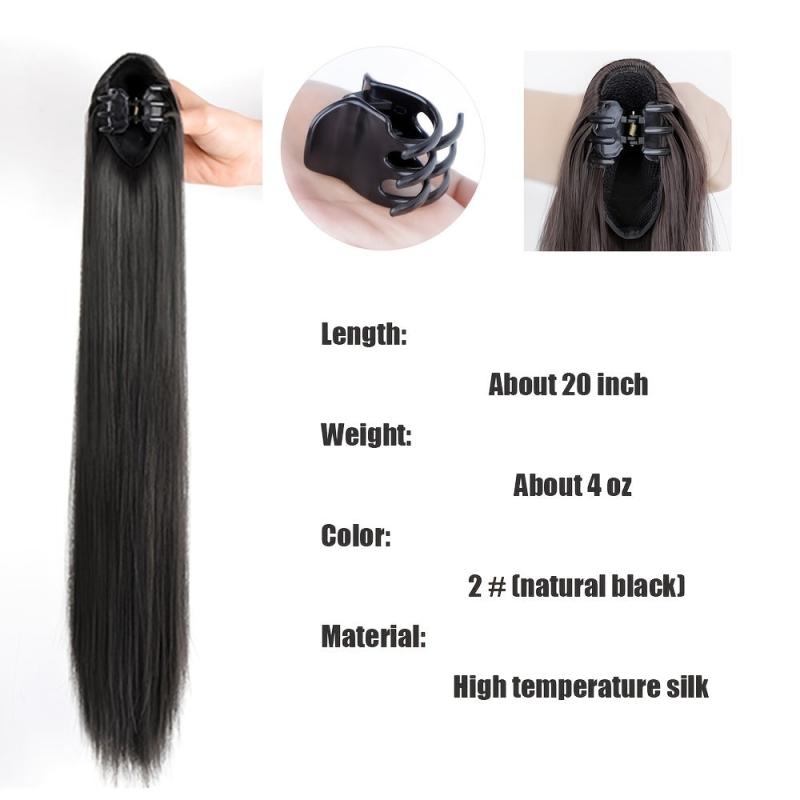 Natural Soft Ponytail Extensions Claw Clip Synthetic Hairpiece