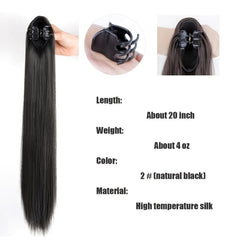 Natural Soft Ponytail Extensions Claw Clip Synthetic Hairpiece