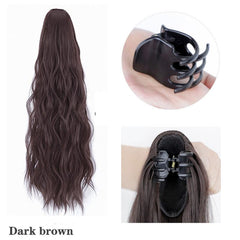Natural Soft Ponytail Extensions Claw Clip Synthetic Hairpiece