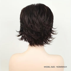 Short Layered Straight Pixie Cut Wig with Bangs Natural Synthetic Wig