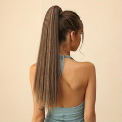 Long Straight Ponytail with Hair Tie Synthetic Hair Extensions
