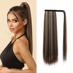 Long Straight Ponytail with Hair Tie Synthetic Hair Extensions