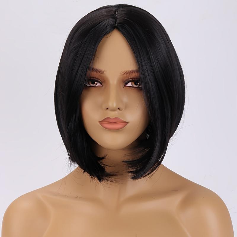 Short Bob Cut Wig With Bangs Synthetic Heat Resistant Fashionable