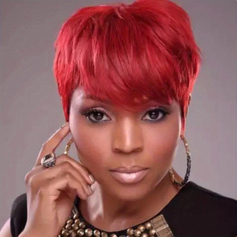 Ombre Short Straight Bob Hair Wig With Side Fringe Pixie Cut