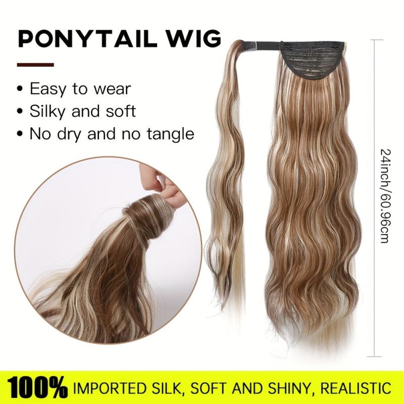 Long Curly Wavy Ponytail Extensions Natural Look for Daily Use