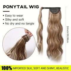 Long Curly Wavy Ponytail Extensions Natural Look for Daily Use