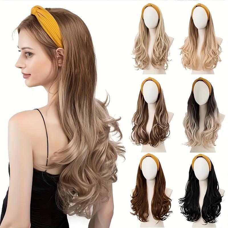 Long Wavy Hair Headband Wig Synthetic Natural Heat Resistant Fiber Women Girls
