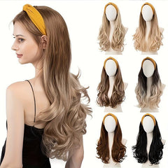 Long Wavy Hair Headband Wig Synthetic Natural Heat Resistant Fiber Women Girls