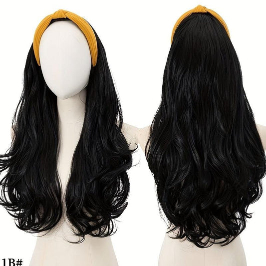 Long Wavy Hair Headband Wig Synthetic Natural Heat Resistant Fiber Women Girls