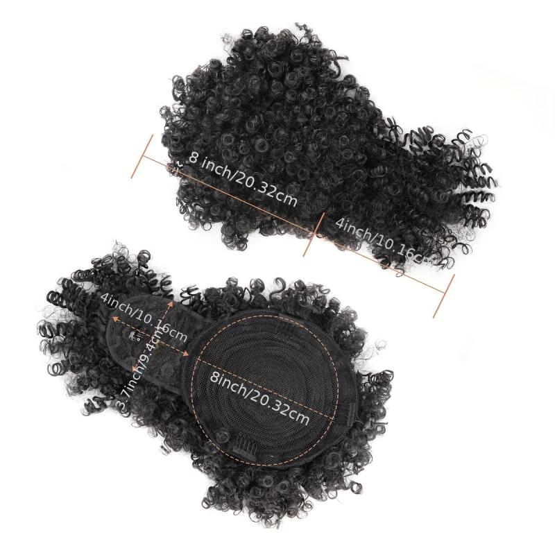 Short Kinky Curly Chignon with Bangs for Women