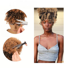 Short Kinky Curly Chignon with Bangs for Women