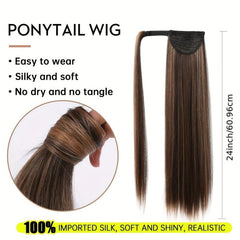 Straight Ponytail Hair Tie Synthetic Extensions for Daily Use