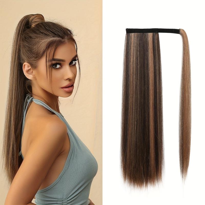 Straight Ponytail Hair Tie Synthetic Extensions for Daily Use