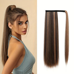 Straight Ponytail Hair Tie Synthetic Extensions for Daily Use
