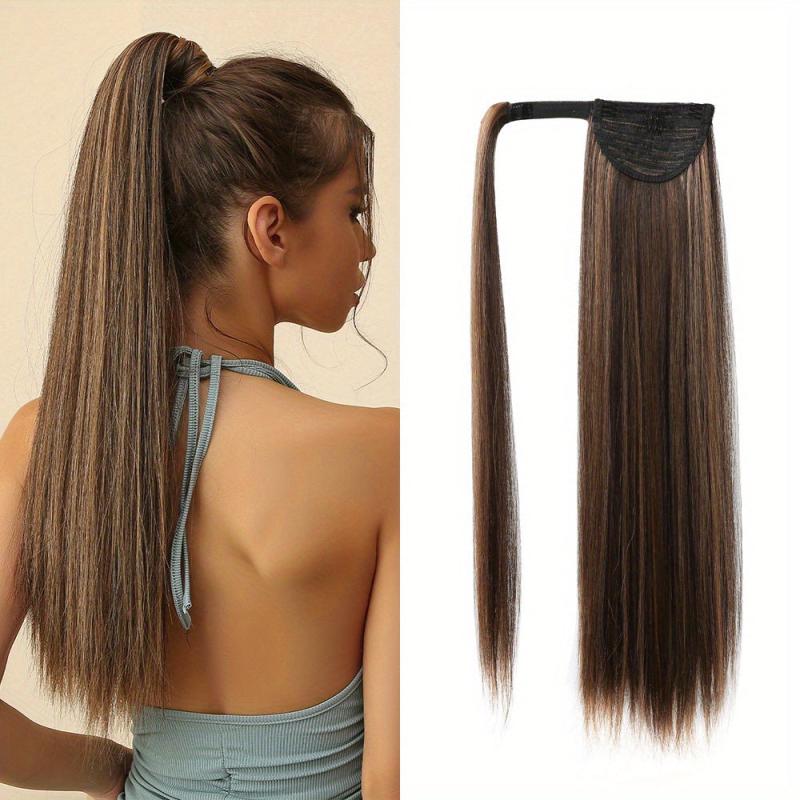 Straight Ponytail Hair Tie Synthetic Extensions for Daily Use