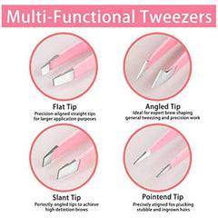 4pcs Stainless Steel Eyebrow Tweezers Set with Storage Box