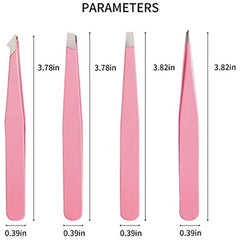 4pcs Stainless Steel Eyebrow Tweezers Set with Storage Box
