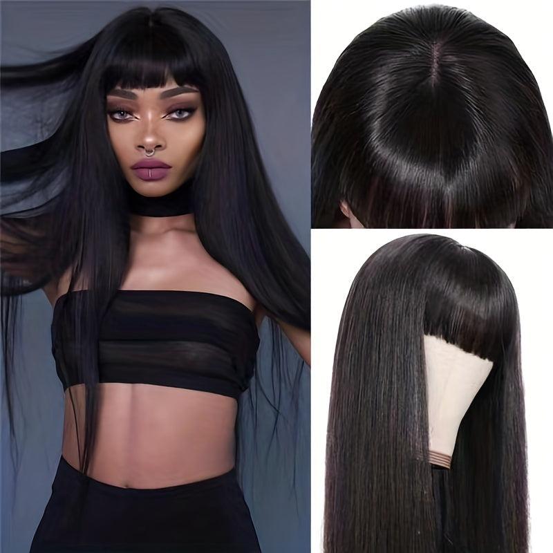 Long Straight Wig With Bangs Synthetic Wig Heat Resistant Costume Wig