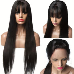 Long Straight Wig With Bangs Synthetic Wig Heat Resistant Costume Wig