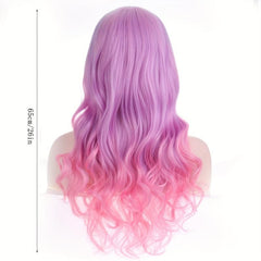 Colorful Long Curly Wavy Wig Synthetic Wig With Bangs