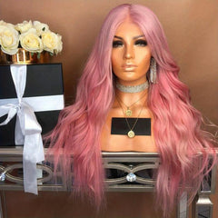 Colorful Long Curly Wavy Wig Synthetic Wig With Bangs
